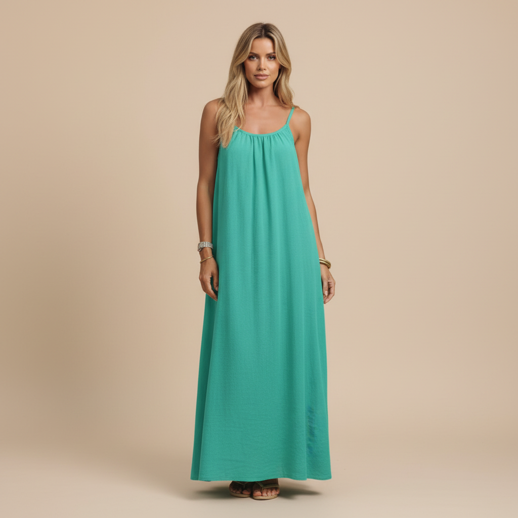 Lightweight Cotton Spaghetti Strap Dress - Casual Loose Fit Summer Wear