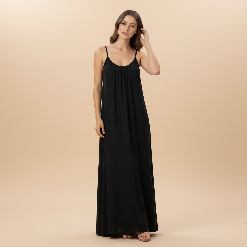 Lightweight Cotton Spaghetti Strap Dress - Casual Loose Fit Summer Wear