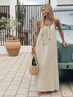 Lightweight Cotton Spaghetti Strap Dress - Casual Loose Fit Summer Wear