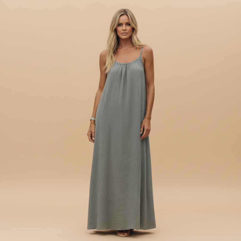 Lightweight Cotton Spaghetti Strap Dress - Casual Loose Fit Summer Wear