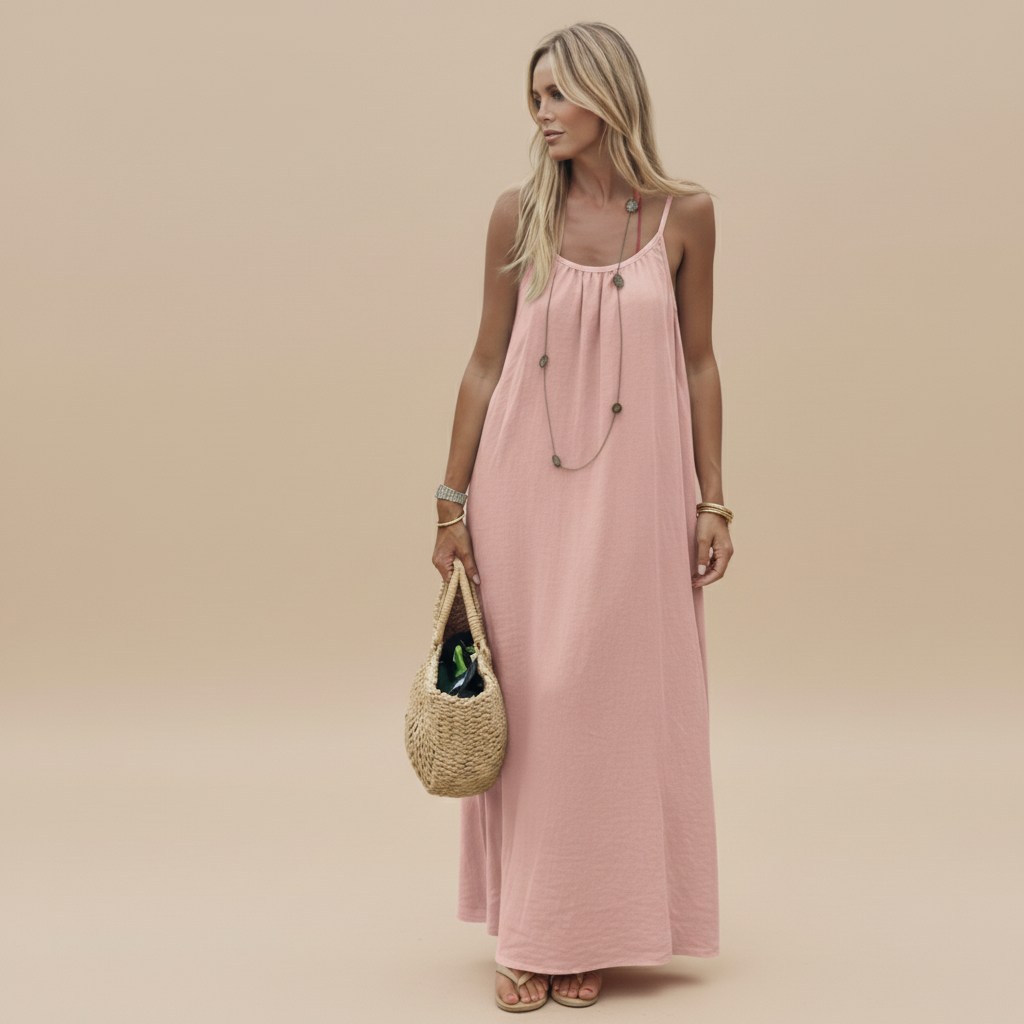 Lightweight Cotton Spaghetti Strap Dress - Casual Loose Fit Summer Wear
