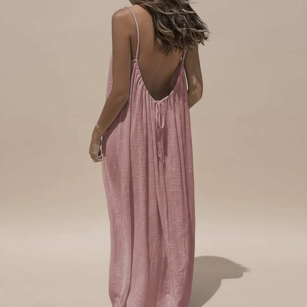 Lightweight Cotton Spaghetti Strap Dress - Casual Loose Fit Summer Wear