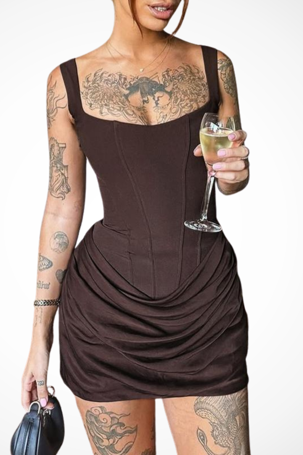 Square Neck Corset Mini Dress | Women's Wedding Guest Outfit in Elegant Fabric