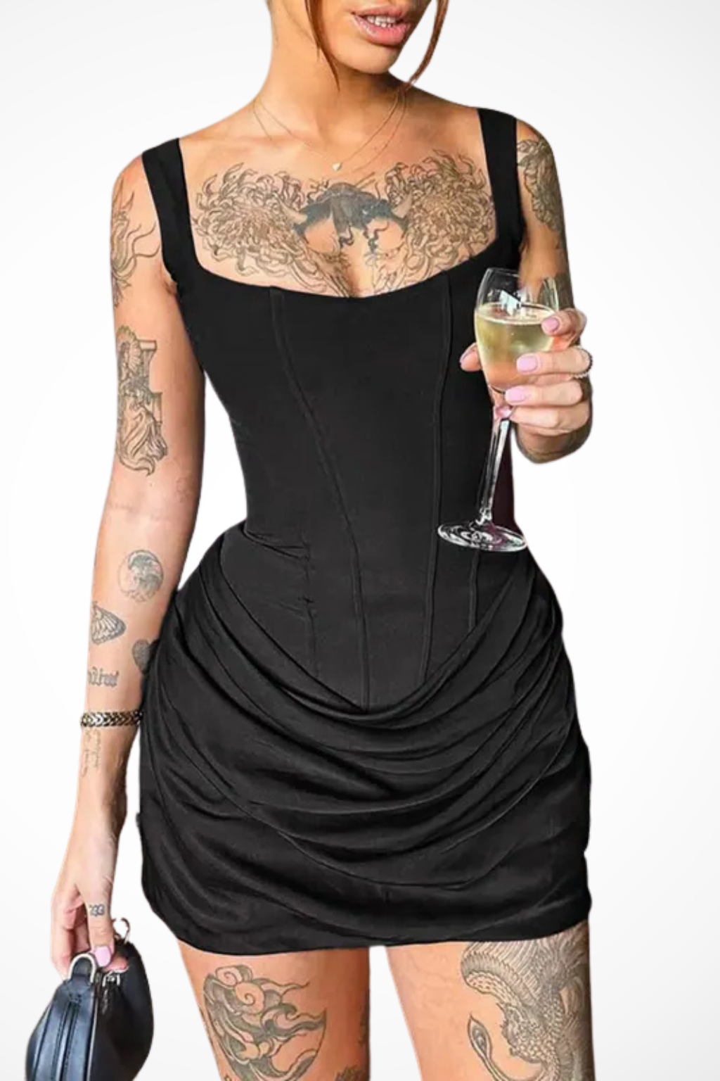 Square Neck Corset Mini Dress | Women's Wedding Guest Outfit in Elegant Fabric