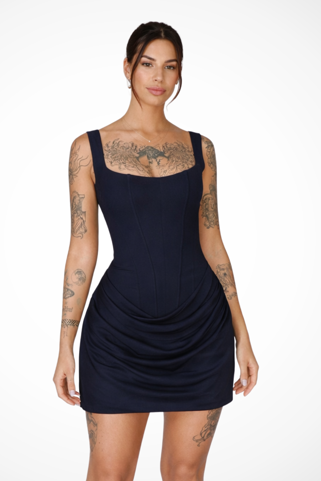 Square Neck Corset Mini Dress | Women's Wedding Guest Outfit in Elegant Fabric