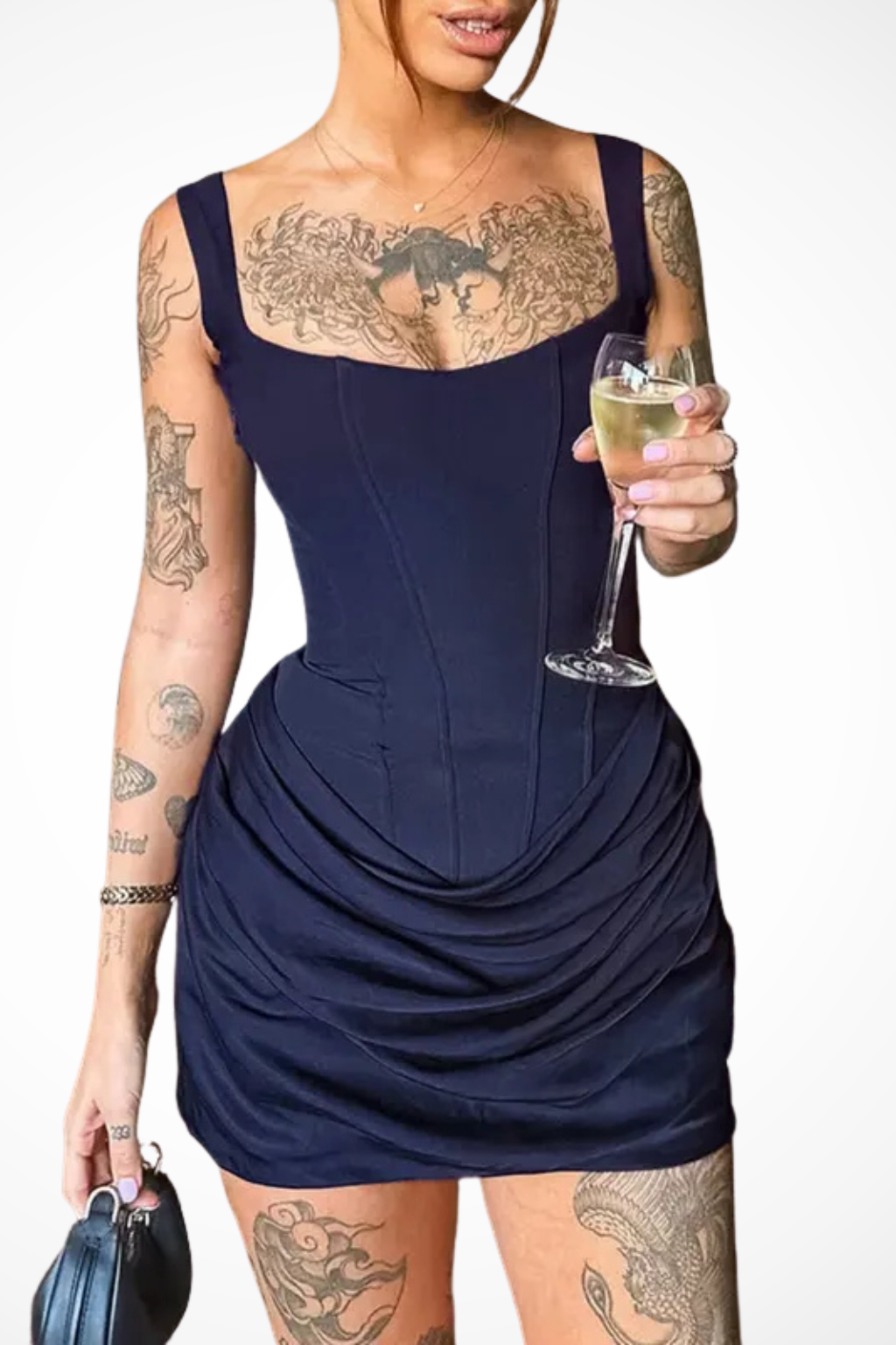 Square Neck Corset Mini Dress | Women's Wedding Guest Outfit in Elegant Fabric
