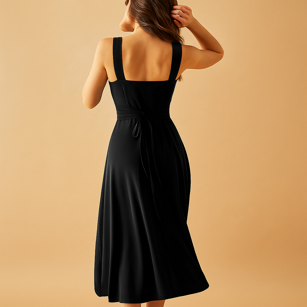 Square Neck Midi Dress for Women | Elegant Casual or Formal Wear | Versatile Style for Any Occasion
