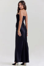 Strapless Maxi Dress for Women in Lightweight Fabric with Gathered Waist - Elegant Summer Evening Wear