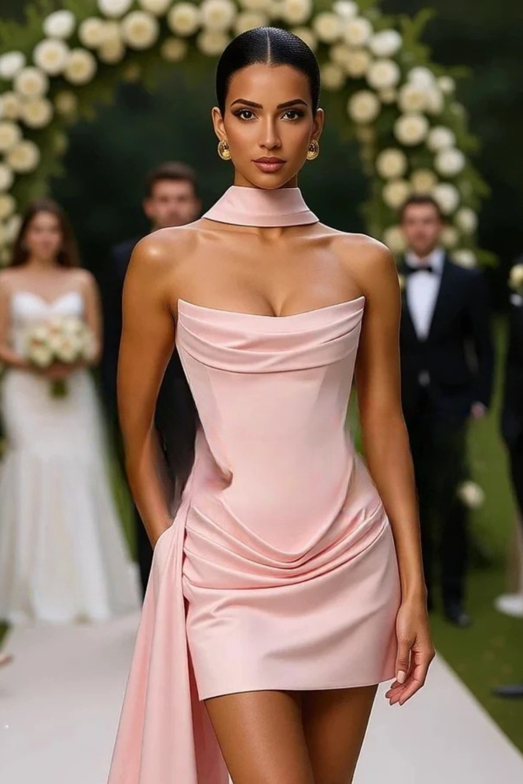 Strapless Satin Mini Corset Dress for Women | Wedding Guest Attire