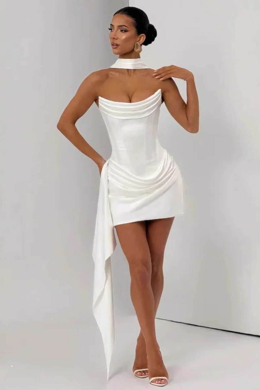Strapless Satin Mini Corset Dress for Women | Wedding Guest Attire