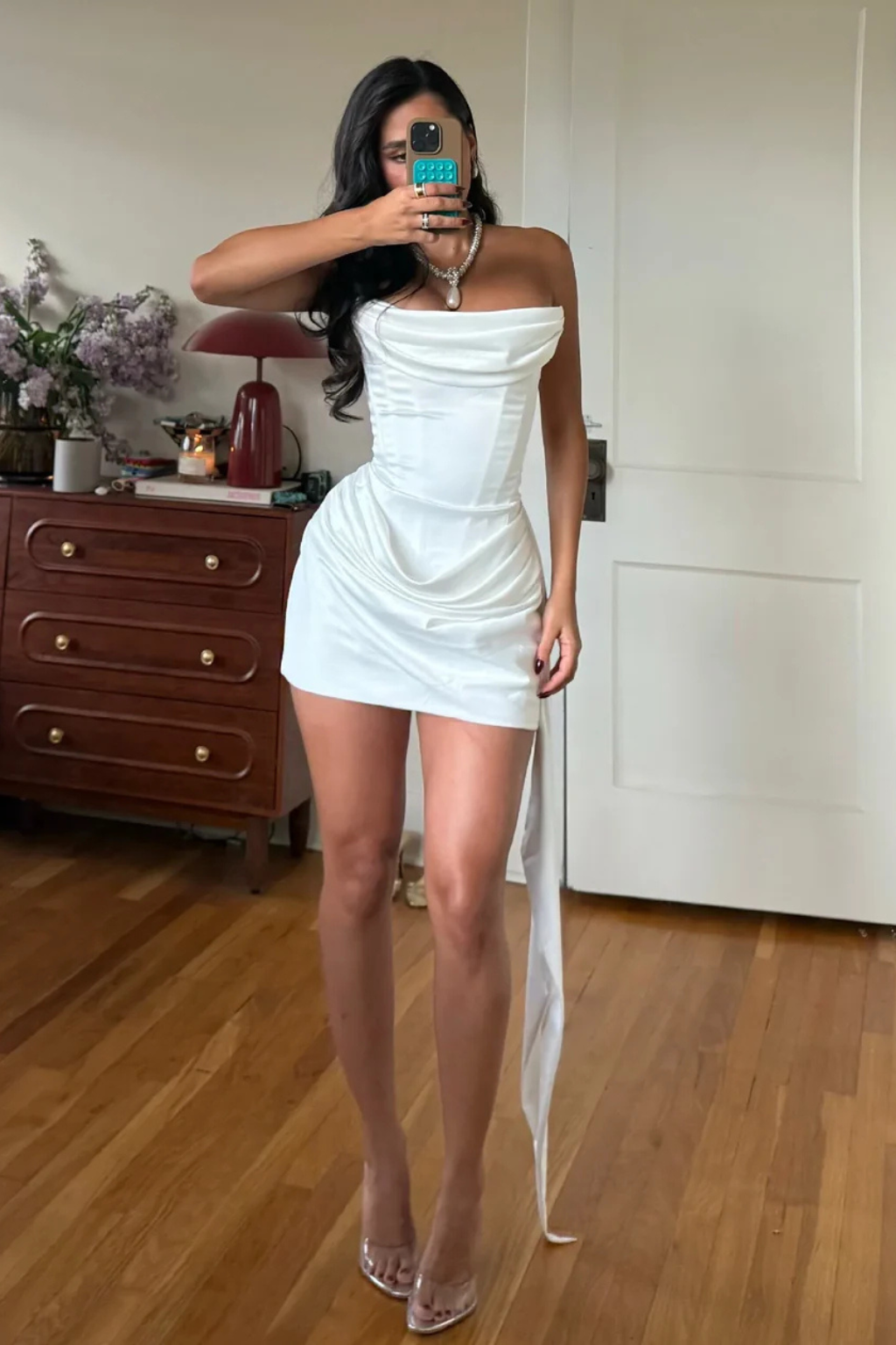 Strapless Satin Mini Corset Dress for Women | Wedding Guest Attire