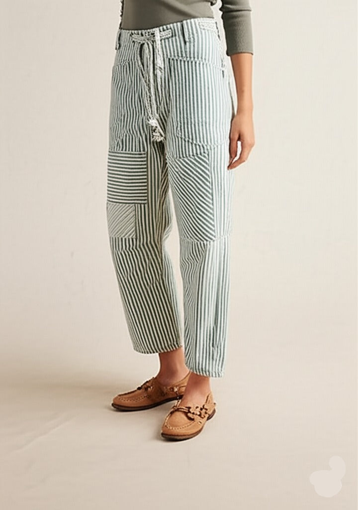 Stripe Patterned Cove Pants for Women - Comfortable Casual Trousers