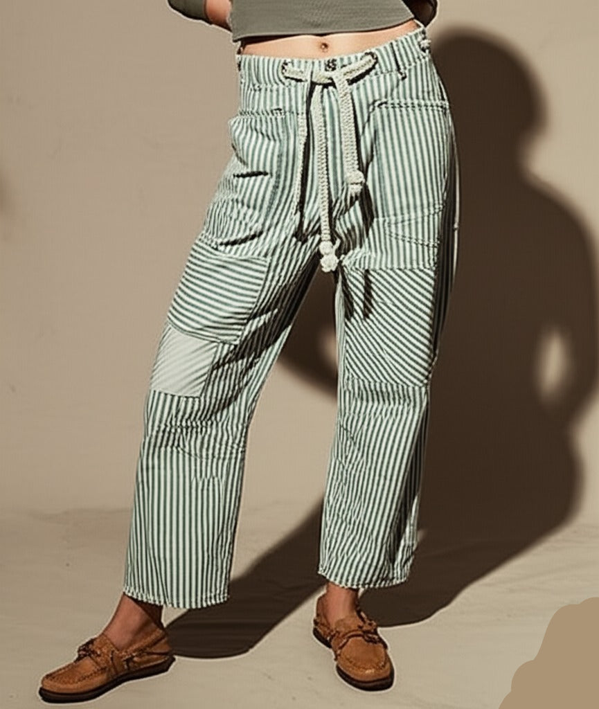 Stripe Patterned Cove Pants for Women - Comfortable Casual Trousers