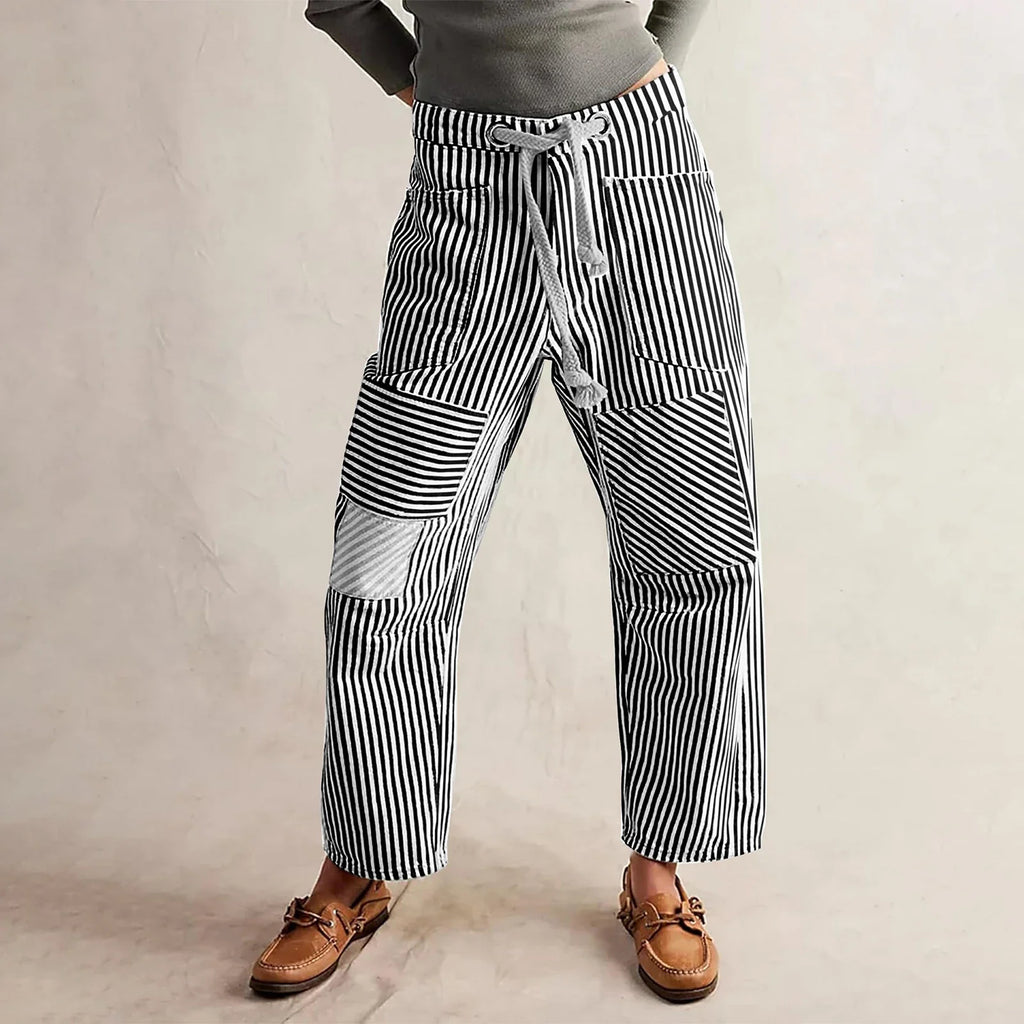 Stripe Patterned Cove Pants for Women - Comfortable Casual Trousers