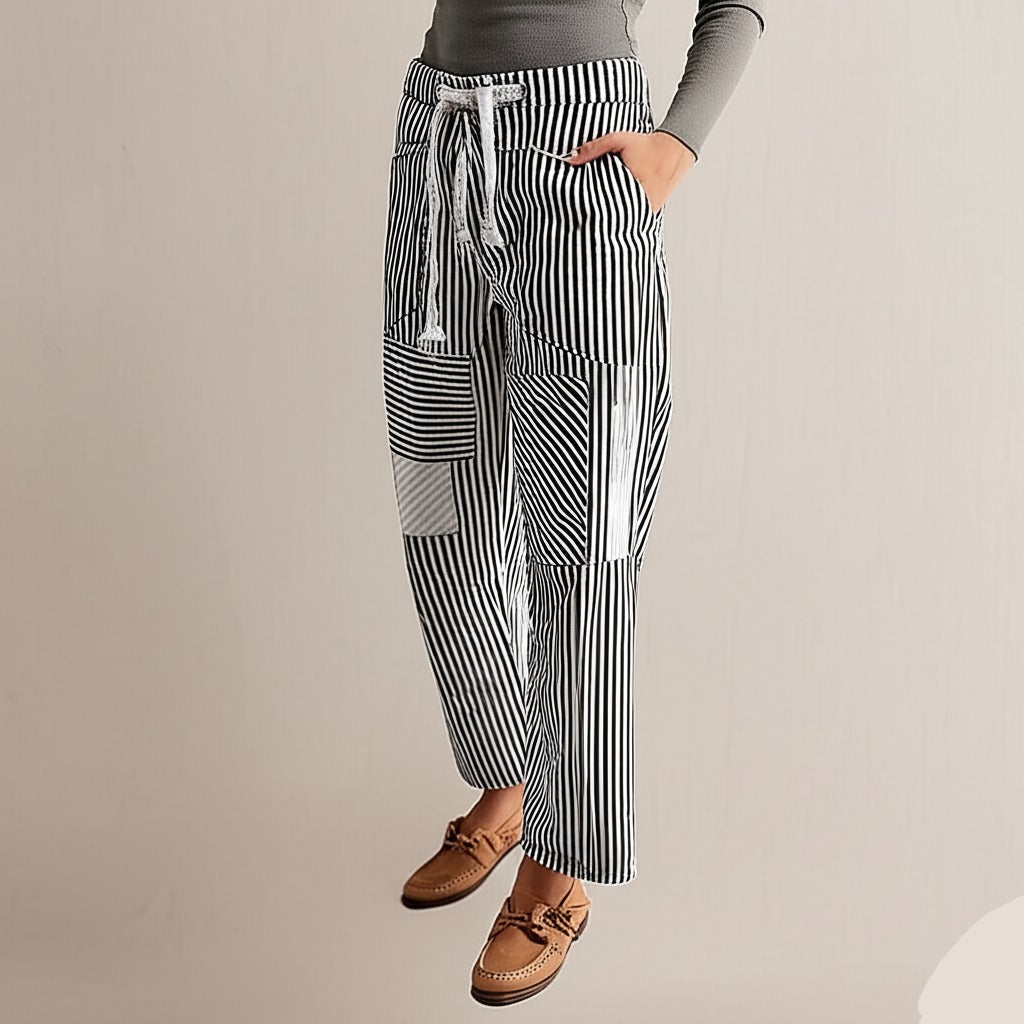 Stripe Patterned Cove Pants for Women - Comfortable Casual Trousers