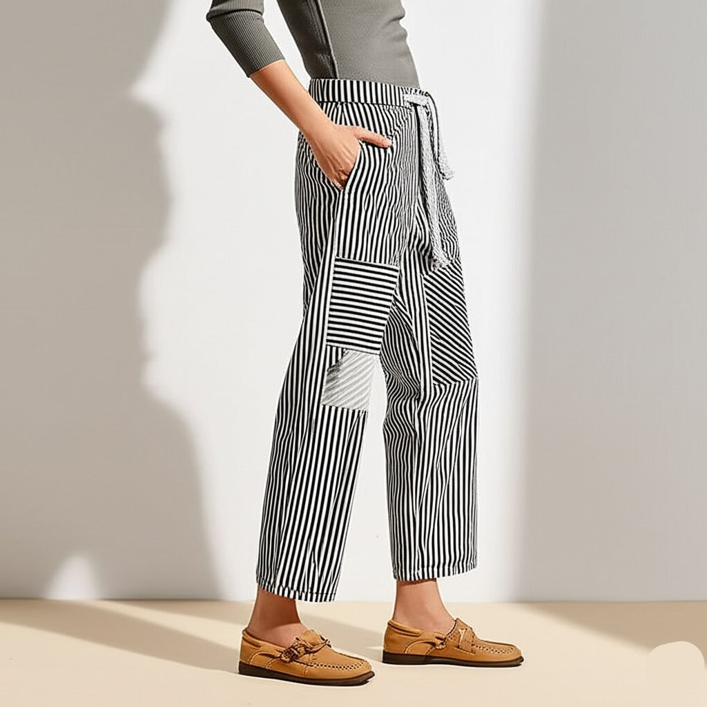 Stripe Patterned Cove Pants for Women - Comfortable Casual Trousers