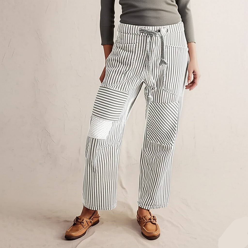 Stripe Patterned Cove Pants for Women - Comfortable Casual Trousers