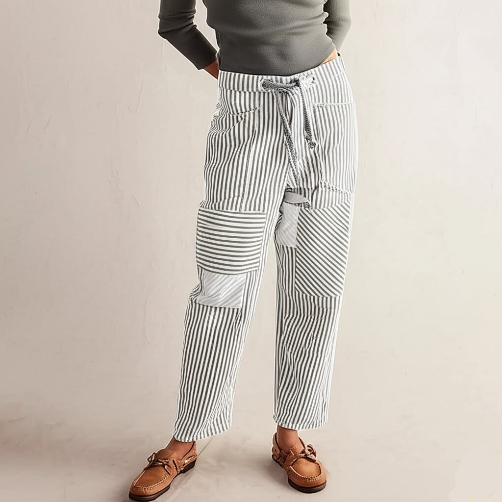 Stripe Patterned Cove Pants for Women - Comfortable Casual Trousers