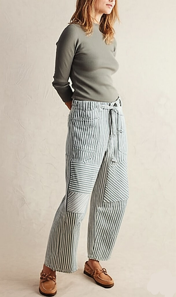 Stripe Patterned Cove Pants for Women - Comfortable Casual Trousers