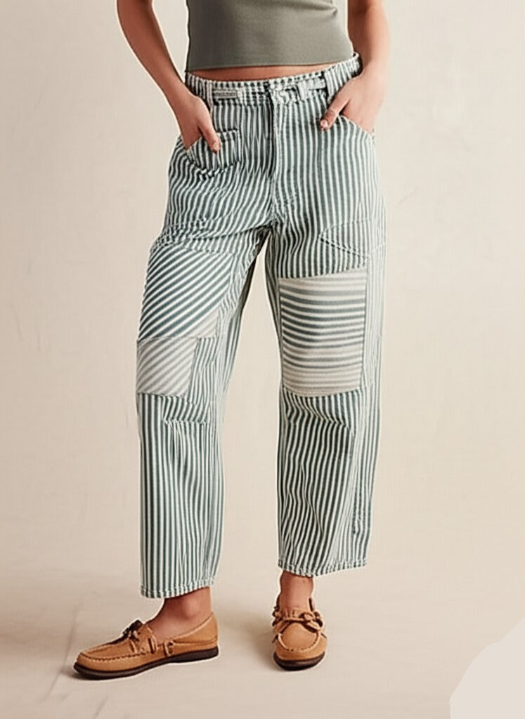 Stripe Patterned Cove Pants for Women - Comfortable Casual Trousers