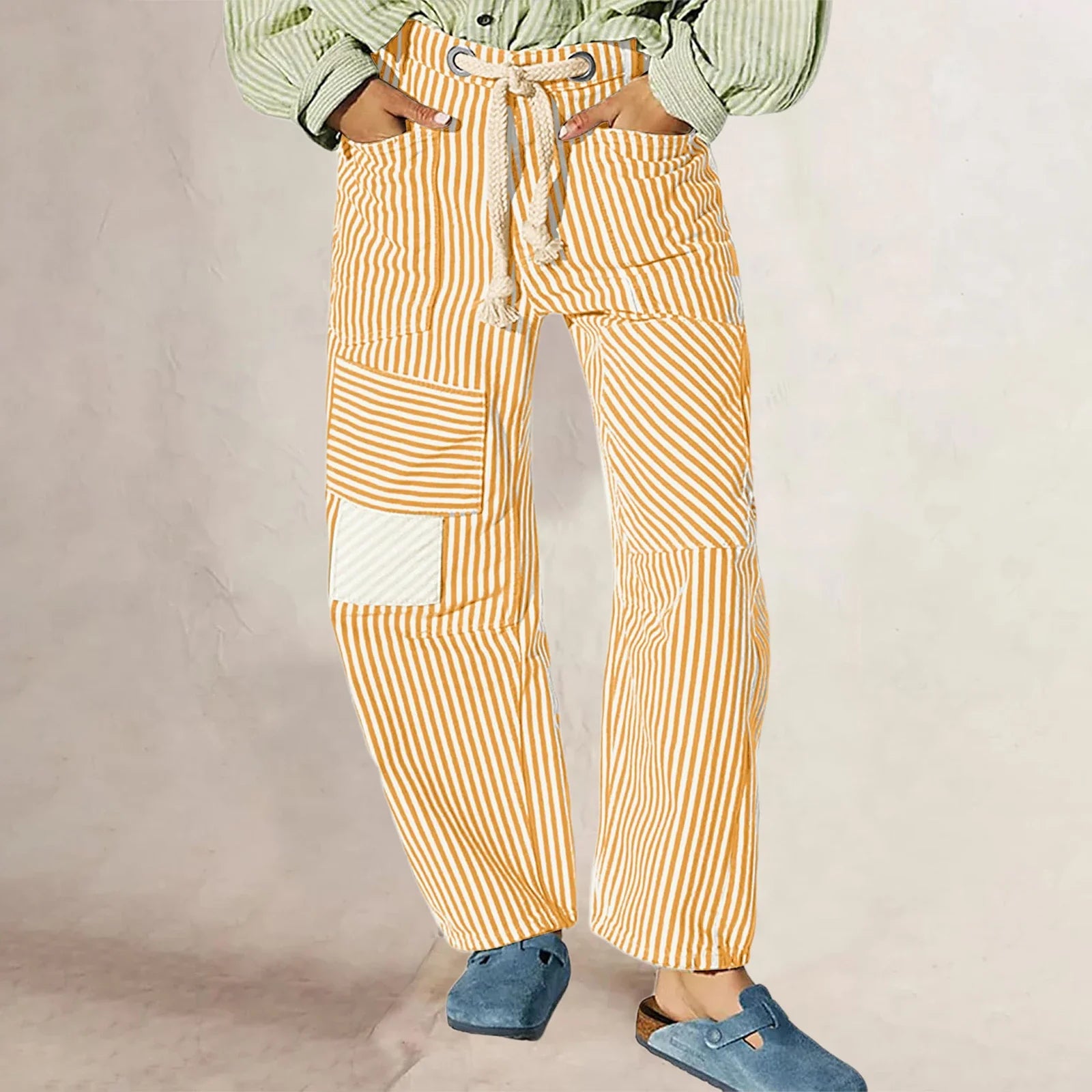 Stripe Patterned Cove Pants for Women - Comfortable Casual Trousers