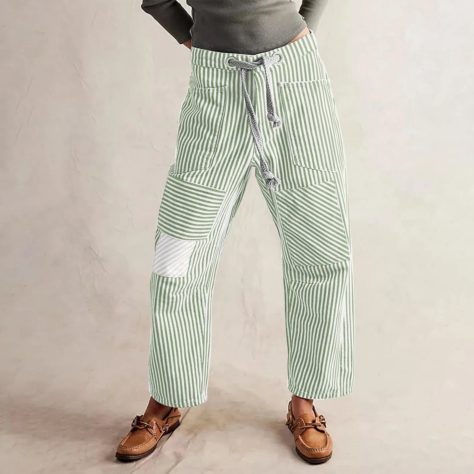 Stripe Patterned Cove Pants for Women - Comfortable Casual Trousers