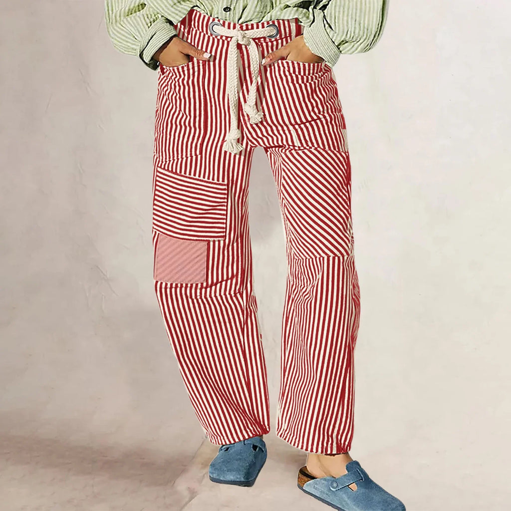 Stripe Patterned Cove Pants for Women - Comfortable Casual Trousers