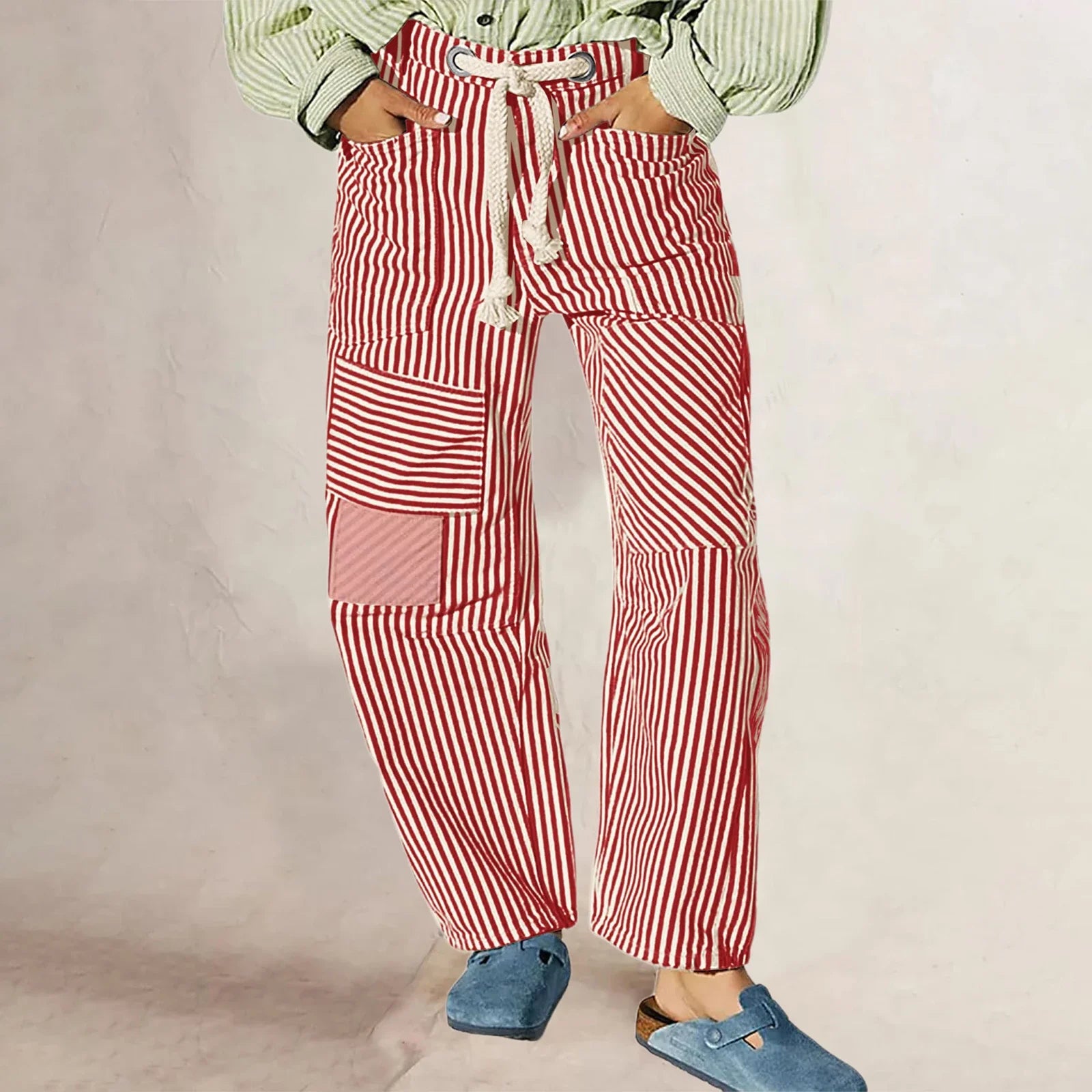 Stripe Patterned Cove Pants for Women - Comfortable Casual Trousers