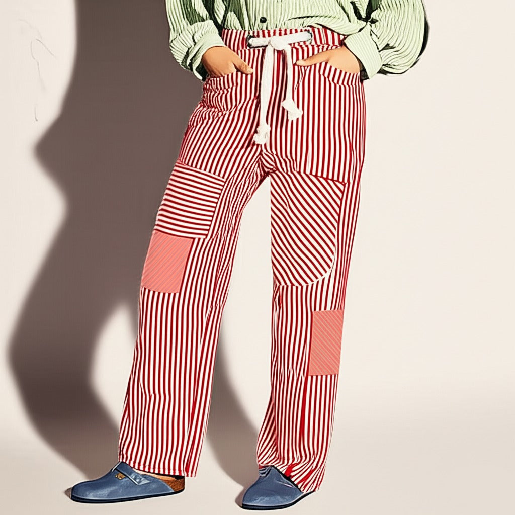 Stripe Patterned Cove Pants for Women - Comfortable Casual Trousers