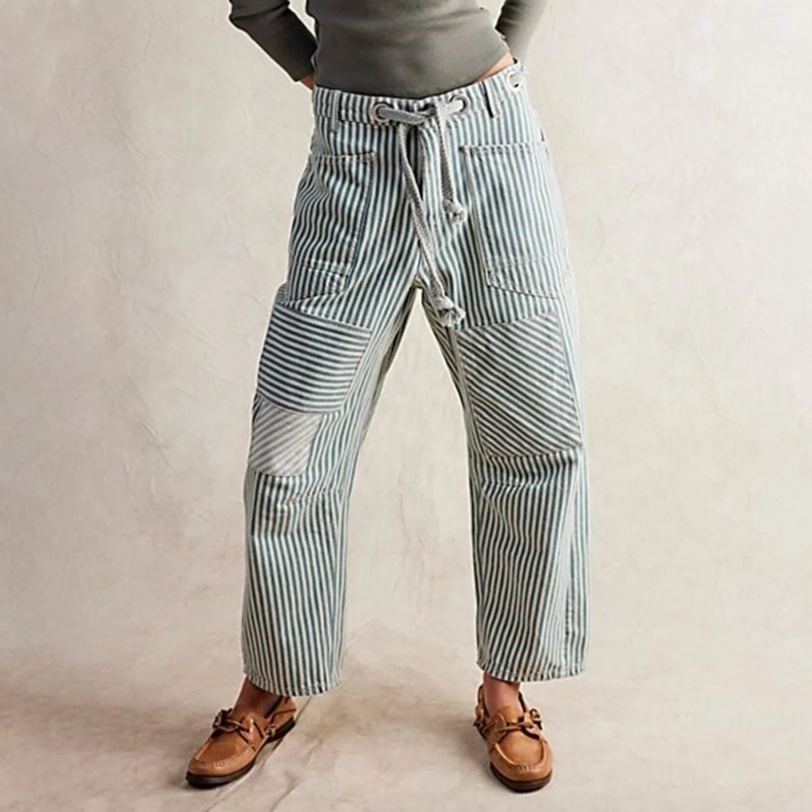 Stripe Patterned Cove Pants for Women - Comfortable Casual Trousers