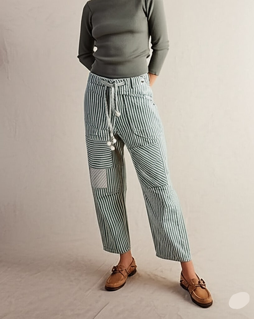Stripe Patterned Cove Pants for Women - Comfortable Casual Trousers