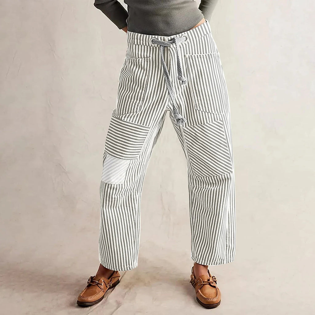 Stripe Patterned Cove Pants for Women - Comfortable Casual Trousers
