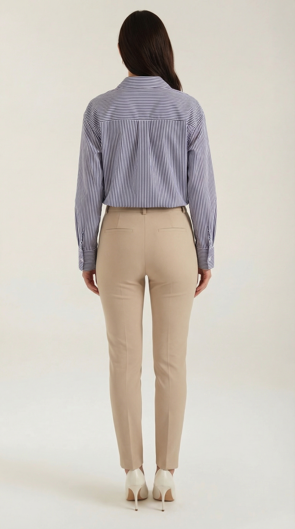 Striped Long Sleeve Blouse for Women - Lightweight Cotton Blend - Casual or Office Wear - Available in Multiple Sizes