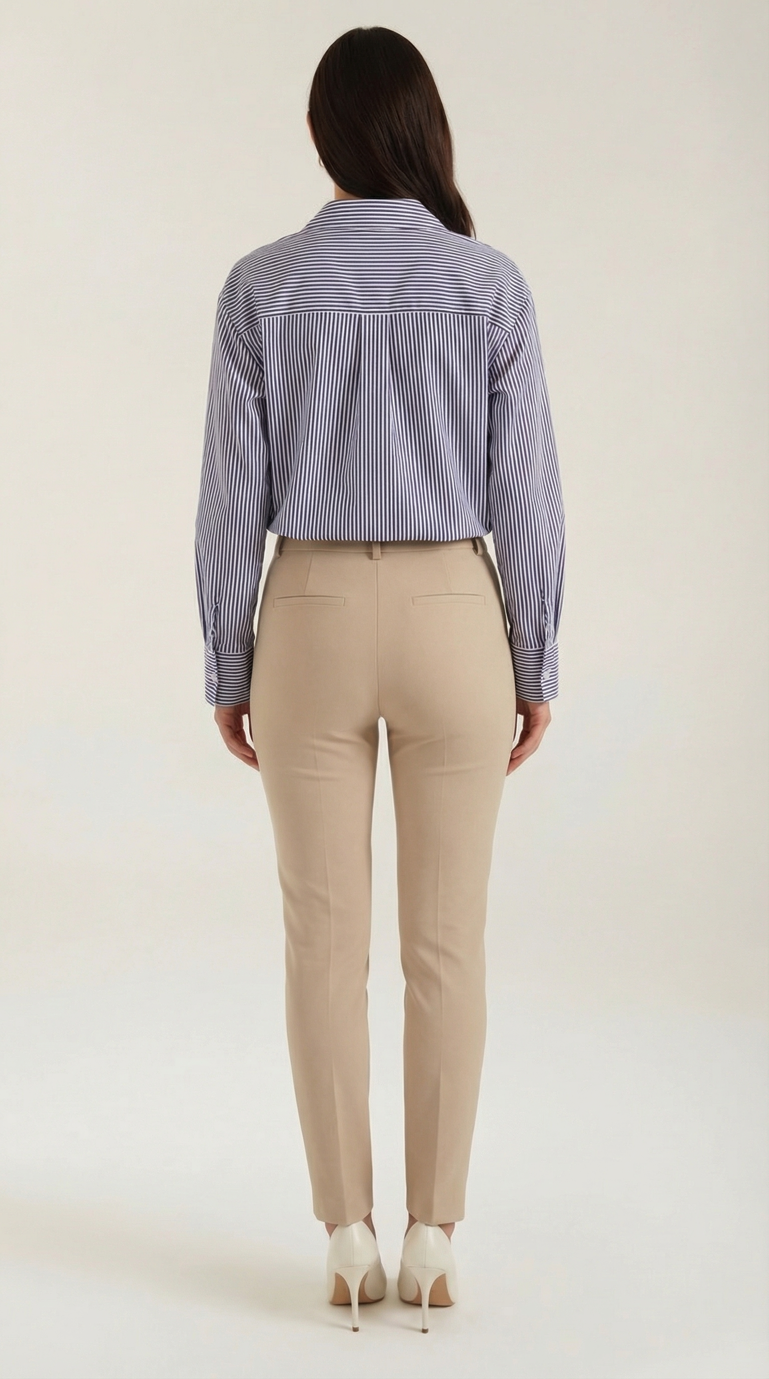 Striped Long Sleeve Blouse for Women - Lightweight Cotton Blend - Casual or Office Wear - Available in Multiple Sizes