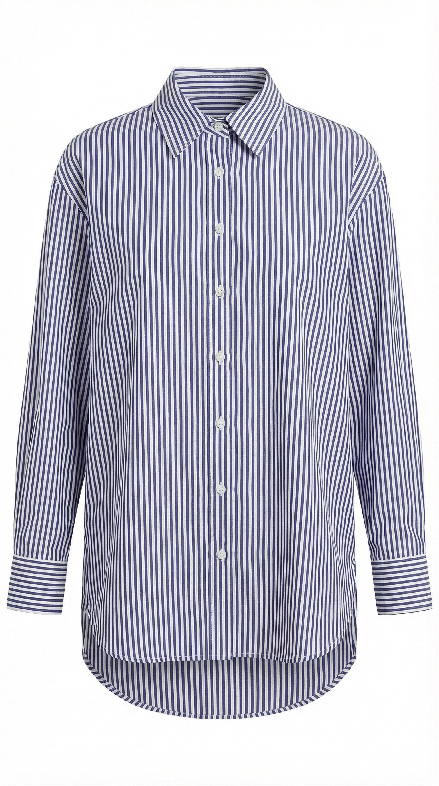 Striped Long Sleeve Blouse for Women - Lightweight Cotton Blend - Casual or Office Wear - Available in Multiple Sizes