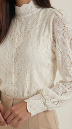 Structured Long Sleeve Blouse in Lightweight Fabric for Office Wear and Casual Outings