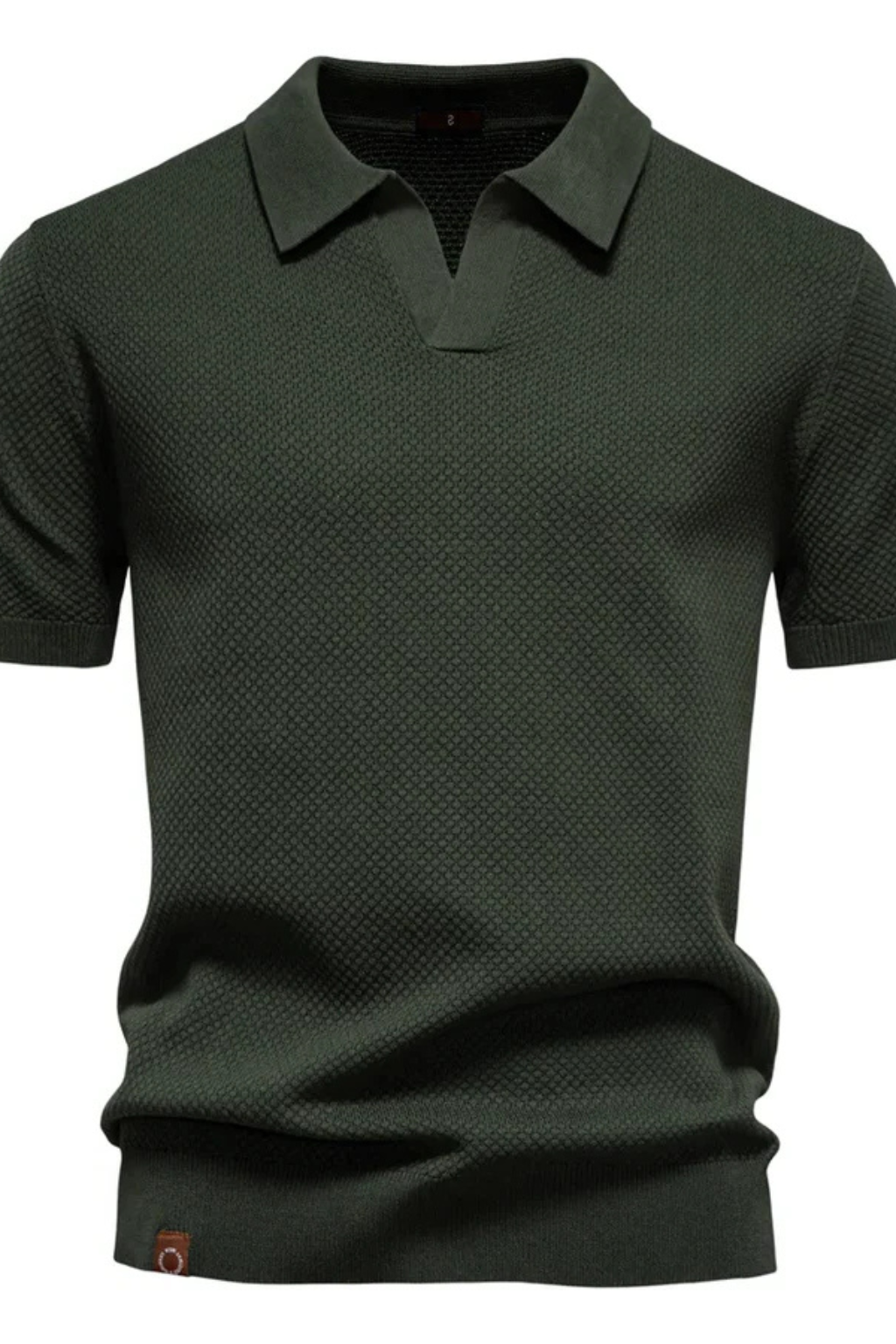 Textured Knit Short Sleeve Polo Shirt for Men - Casual Wear, Comfortable Fit