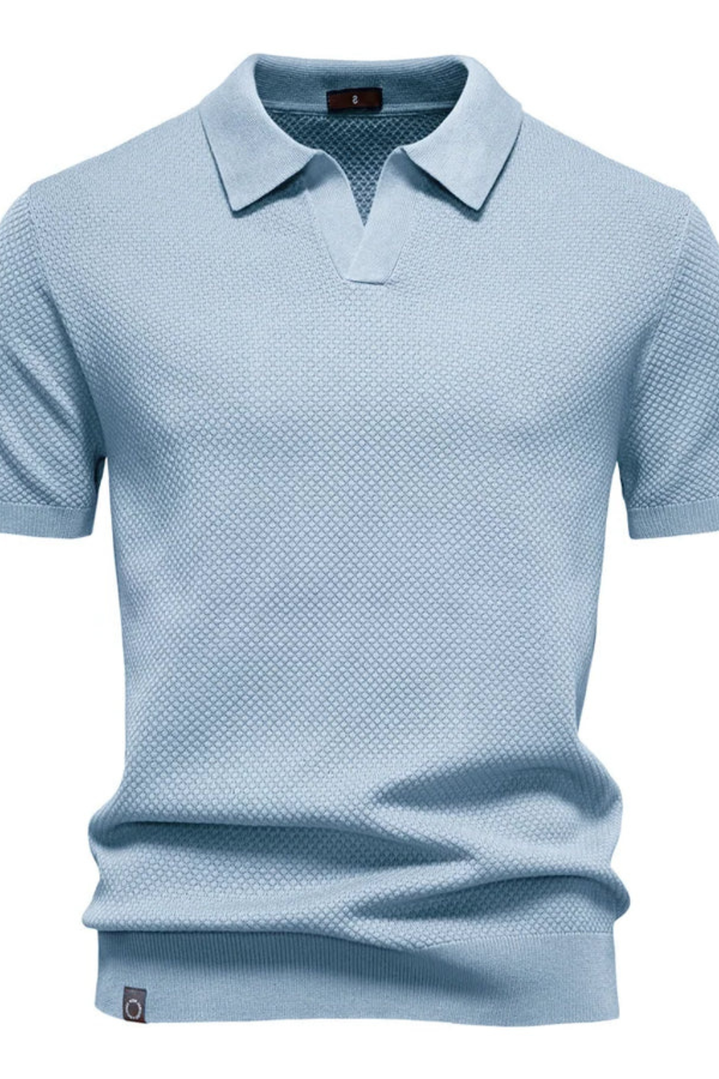 Textured Knit Short Sleeve Polo Shirt for Men - Casual Wear, Comfortable Fit
