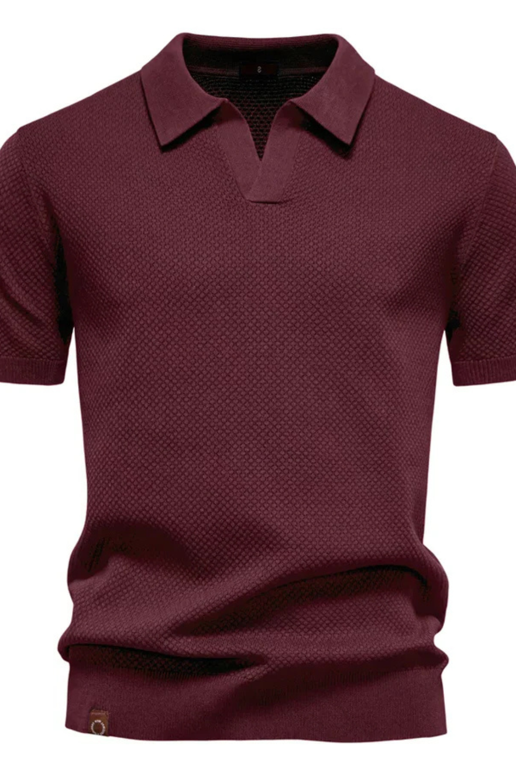 Textured Knit Short Sleeve Polo Shirt for Men - Casual Wear, Comfortable Fit