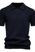 Textured Knit Short Sleeve Polo Shirt for Men - Casual Wear, Comfortable Fit