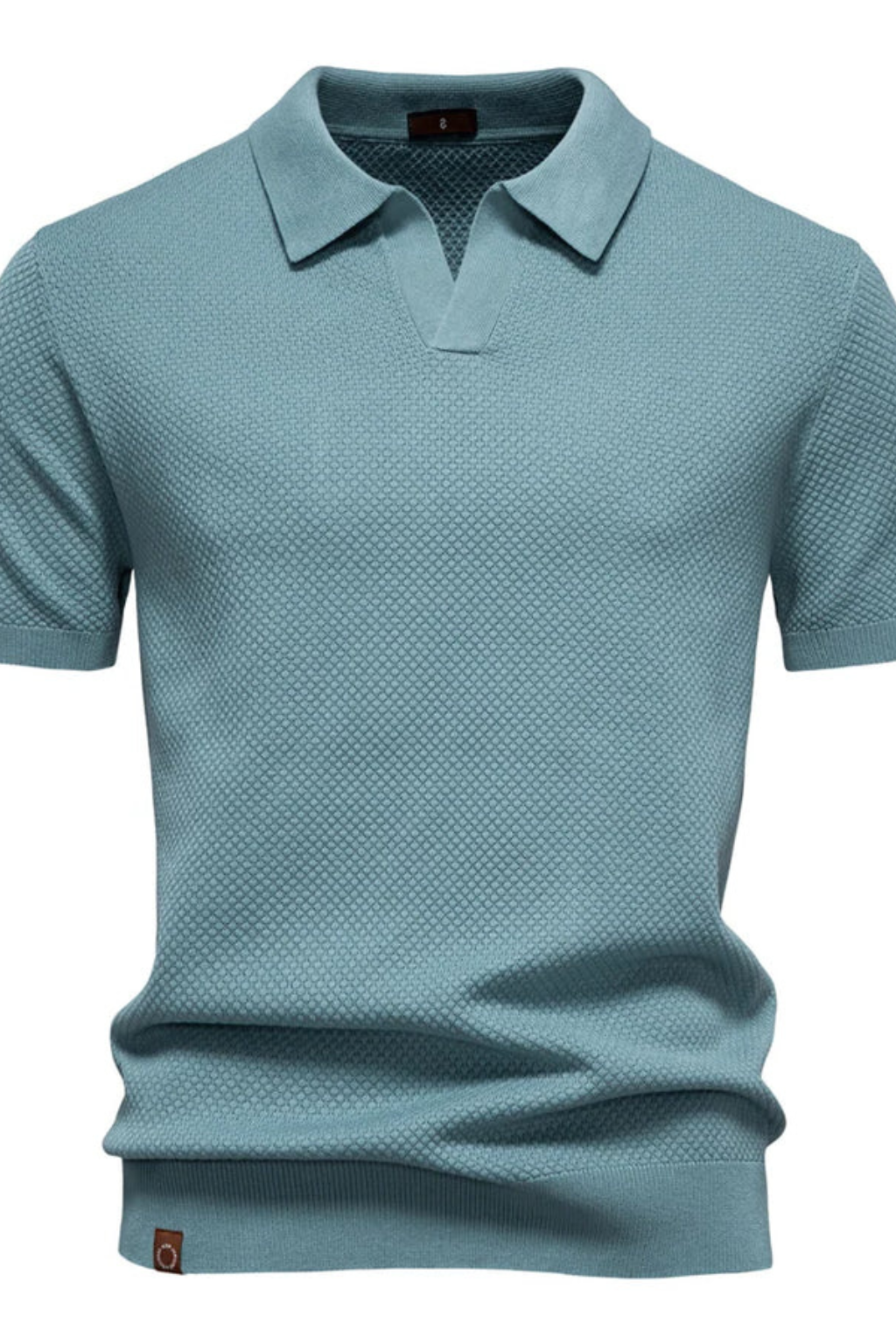 Textured Knit Short Sleeve Polo Shirt for Men - Casual Wear, Comfortable Fit