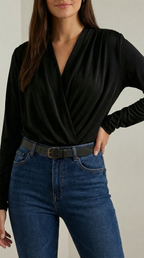 V-Neck Body Blouse for Women - Lightweight Fabric, Casual Style, Perfect for Everyday Wear