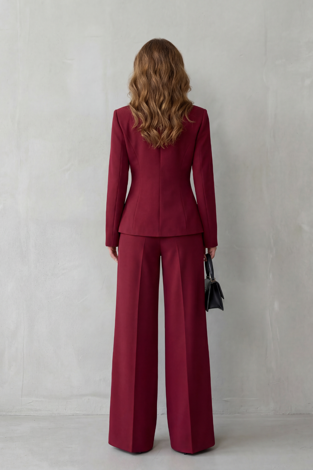 Women's Tailored Blazer and Wide-Leg Trouser Suit Set – Office, Casual Wear