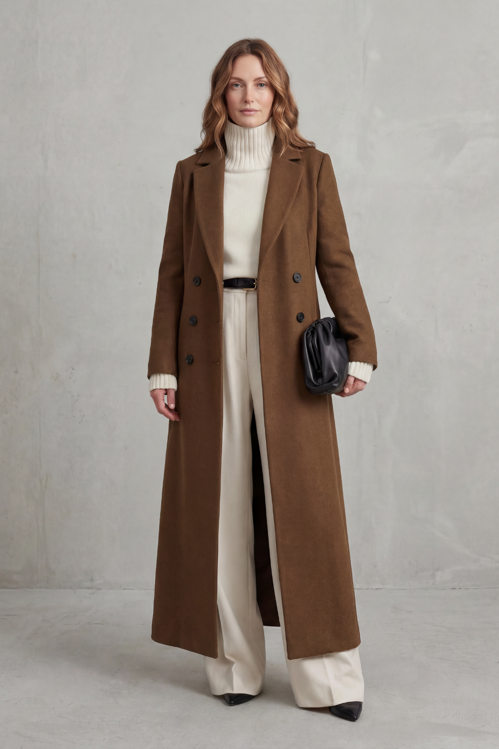 Women's Long Wool Coat – Custom-Fit, Stylish for Office, Casual Wear
