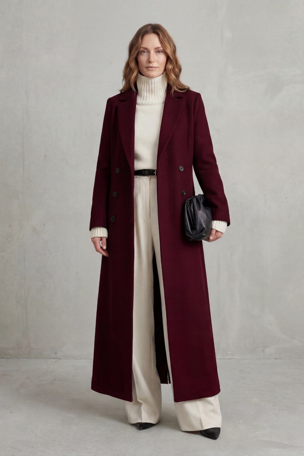 Women's Long Wool Coat – Custom-Fit, Stylish for Office, Casual Wear