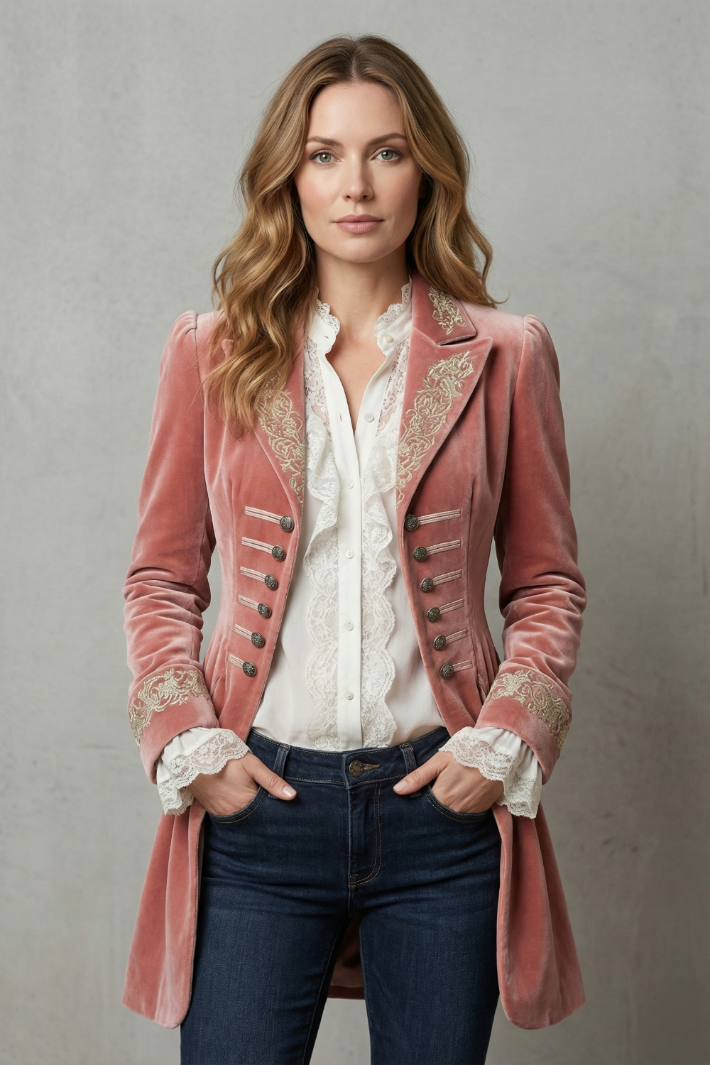 Vintage-Inspired Embroidered Long Coat – Casual Wear, Stylish Layering