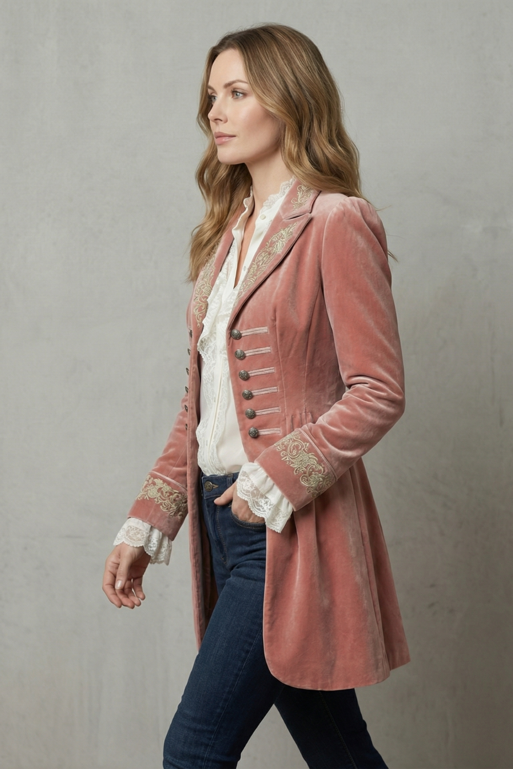 Vintage-Inspired Embroidered Long Coat – Casual Wear, Stylish Layering