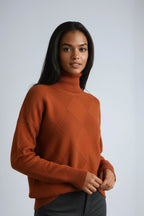 Turtleneck Sweater with Diamond Motif – Casual Wear, Office Style