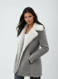 Women's Wool Blend Winter Coat – Cold Weather – Grey