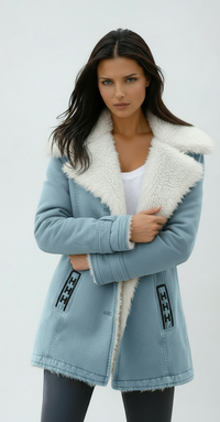 Women's Wool Blend Winter Coat – Cold Weather – Blue
